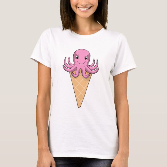 Oktopus med isgräddkon t shirt (Framsida)