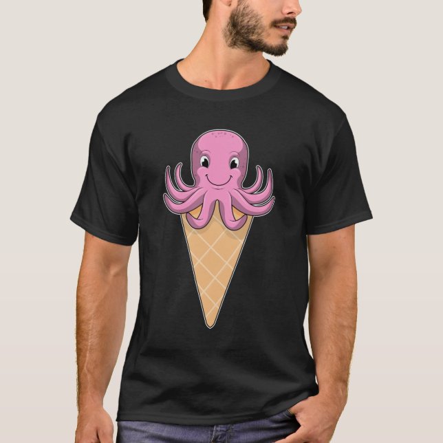Oktopus med isgräddkon t shirt (Framsida)