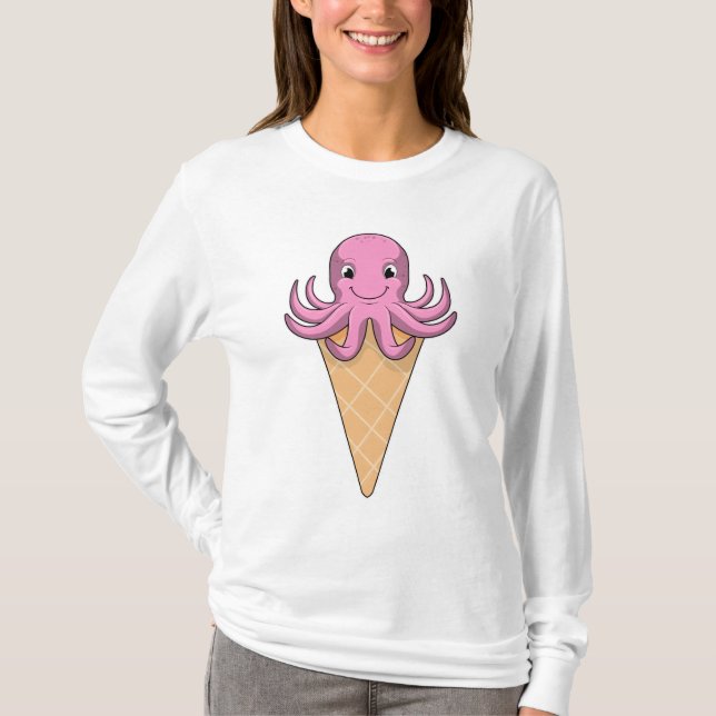 Oktopus med isgräddkon t shirt (Framsida)