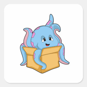 Oktopus med Packet.PNG Fyrkantigt Klistermärke