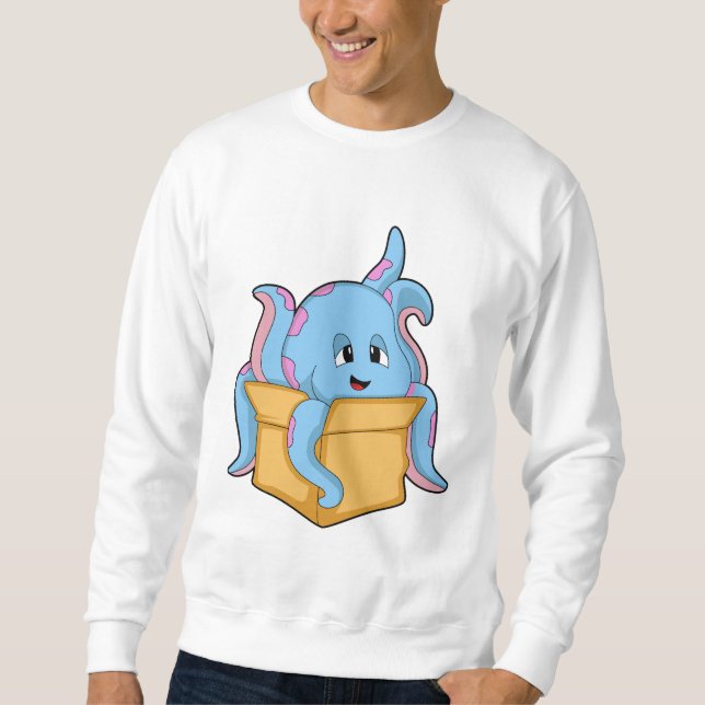 Oktopus med Packet.PNG Lång Ärmad Tröja (Framsida)