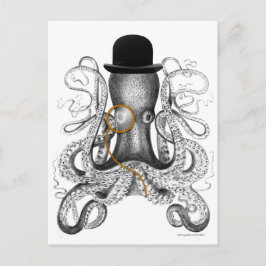 Oktopus monokle Bowlareare Hat- kuriositet Vykort