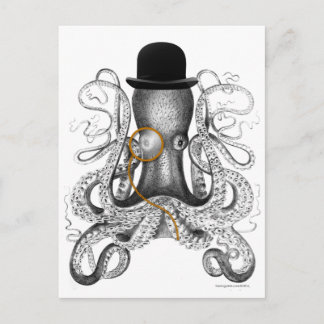 Oktopus monokle Bowlareare Hat- kuriositet Vykort