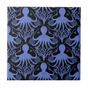 Oktopus (mörkens bakgrund) Upprepa Mönster Kakelplatta
