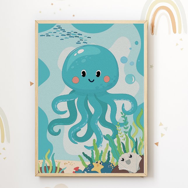 Oktopus Nursery Print Kids Room Poster (Skapare uppladdad)