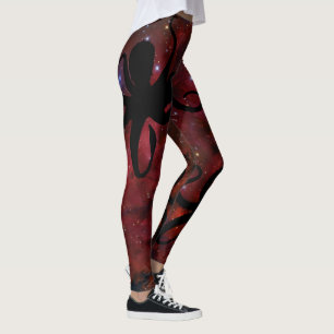 Oktopus på röda galaxhaltiga legeringar leggings
