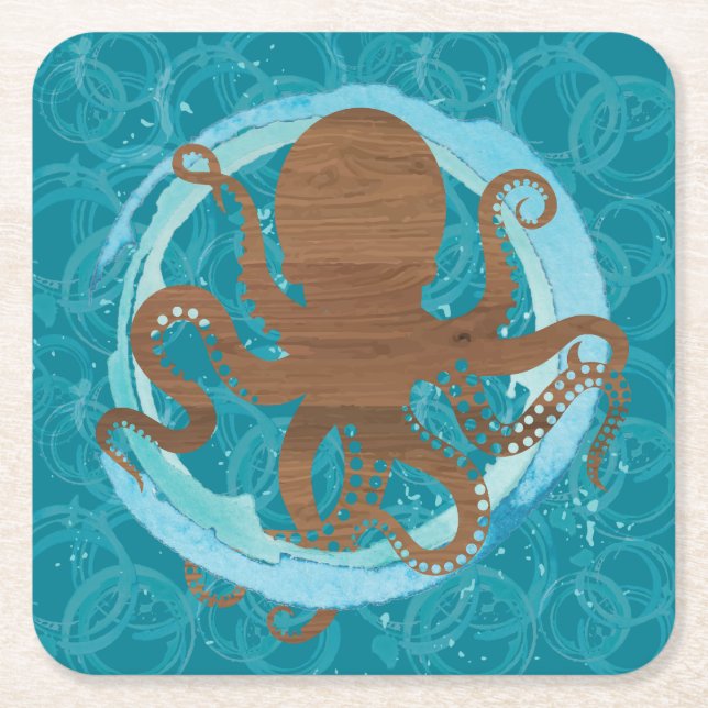 Oktopus Papper Underlägg Kvadrat (Framsidan)