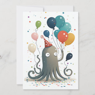 Oktopus Party-kort för fast hälsning Tack Kort