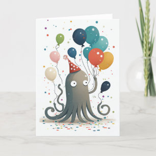 Oktopus Party-mappat gratulationskort Tack Kort