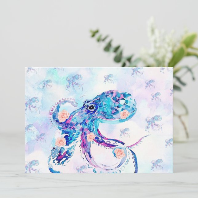 Oktopus pastel i dröm julkort (Stående Fram)