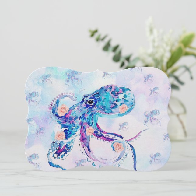 Oktopus pastel i dröm julkort (Stående Fram)