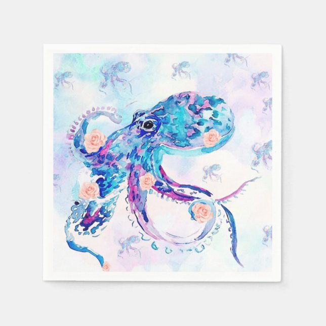 Oktopus pastel i dröm pappersservett (Framsidan)