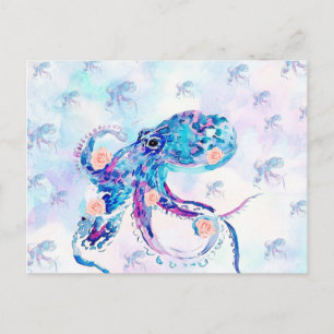 Oktopus pastel i dröm vykort