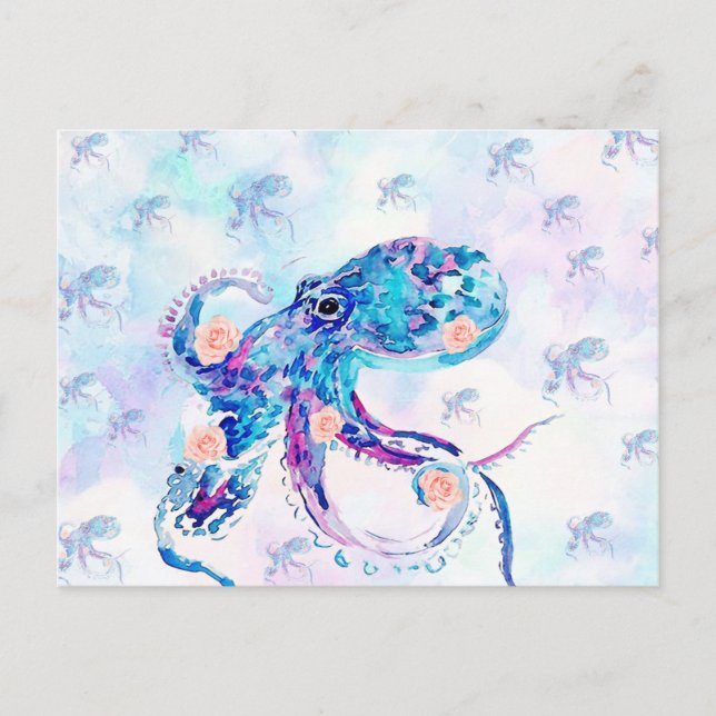 Oktopus pastel i dröm vykort (Framsida)