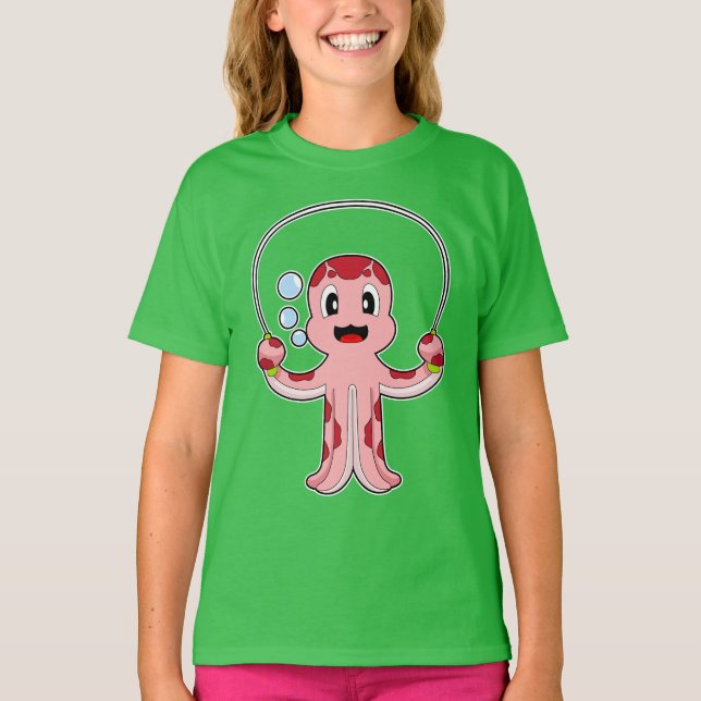 Oktopus Rope hoppar över jump-repor T Shirt (Framsida)