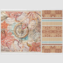 Oktopus, snäckor för rosa av korall, kompass, papp