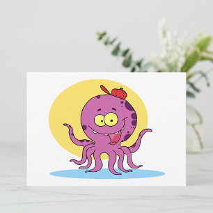 Oktopus som har en Red Boll Cap-inbjudan Inbjudningar
