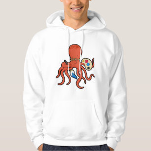 Oktopus som målarfärg med färg och pensel hoodie