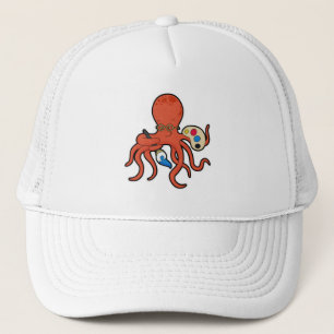 Oktopus som målarfärg med färg och pensel keps