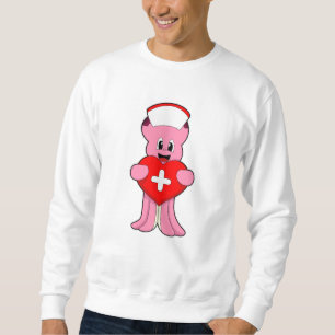 Oktopus som sjuksköterska med hjärta lång ärmad tröja