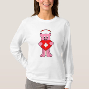 Oktopus som sjuksköterska med hjärta t shirt