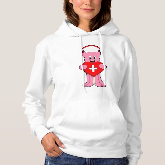 Oktopus som sjuksköterska med hjärta t shirt (Framsida)