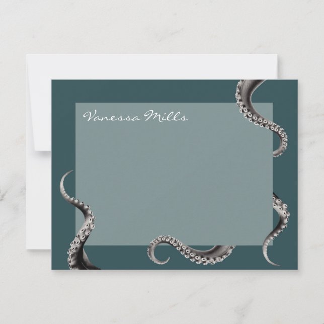 Oktopus Teal Note Card Anteckningskort (Framsida)