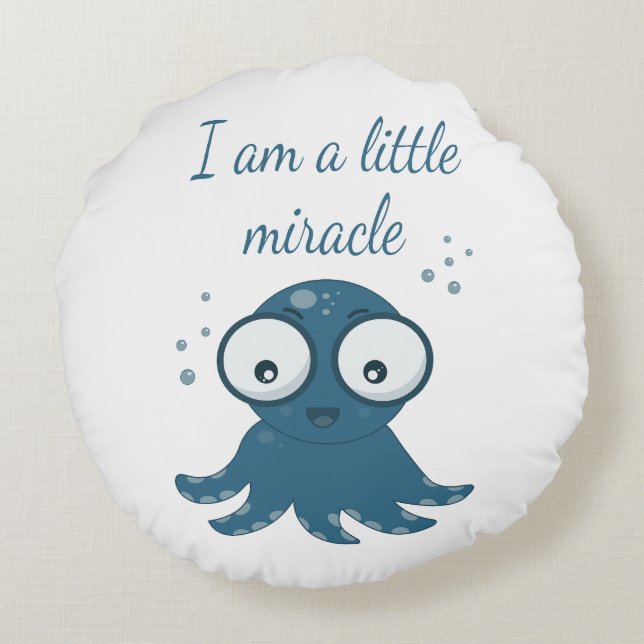 Oktopus teckning är ett litet mirakel rund kudde (Baksidan)