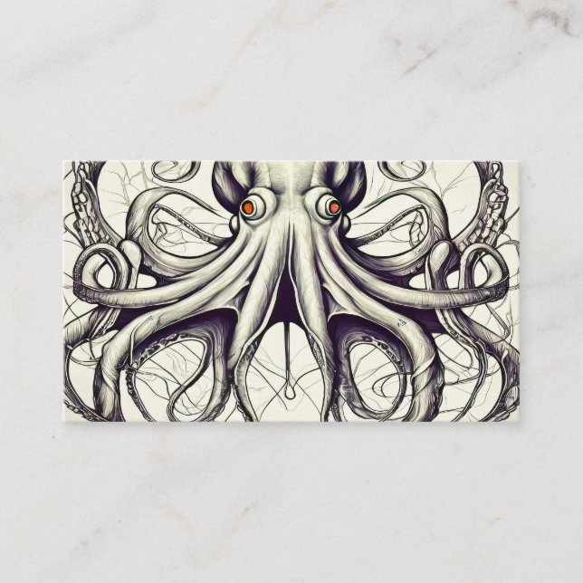 Oktopus-teckningar affärskort havsytan älskare sur visitkort (Framsida)