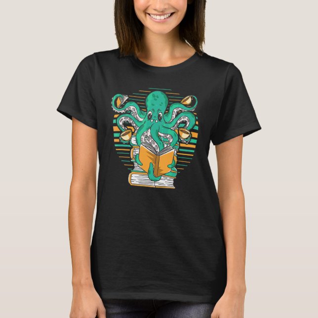 Oktopus Tentacle Bokar och Bok T Shirt (Framsida)