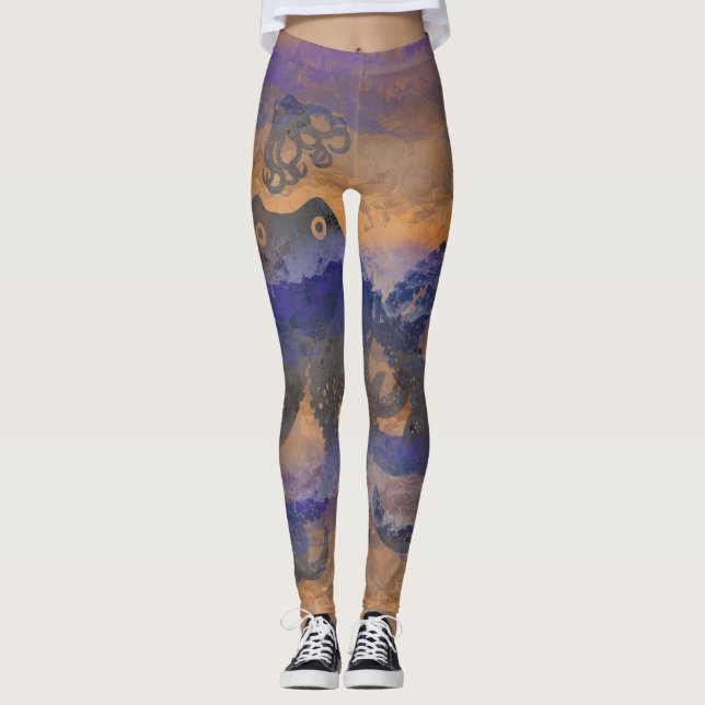 Oktopus tentakler, orange, färgpigment leggings (Framsida)