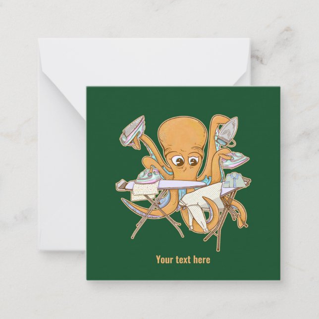 Oktopusstrykning, överväldigad av kors. anteckningskort (Framsida)