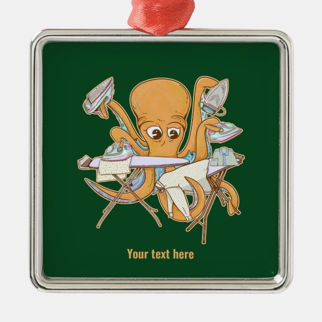 Oktopusstrykning, överväldigad av kors. julgransprydnad metall (Framsidan)