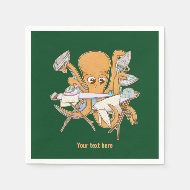 Oktopusstrykning, överväldigad av kors. pappersservett (Framsidan)