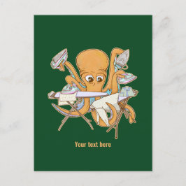 Oktopusstrykning, överväldigad av kors. vykort