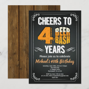 Öl, 40-årsdag, schalkboard man pub firande inbjudningar
