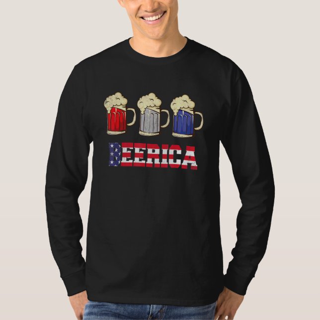 Öl 4:e juli Röd vit vitling från Independence day T Shirt (Framsida)