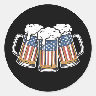 Öl 4 juli amerikanska Flagga US Vintage Retro Runt Klistermärke