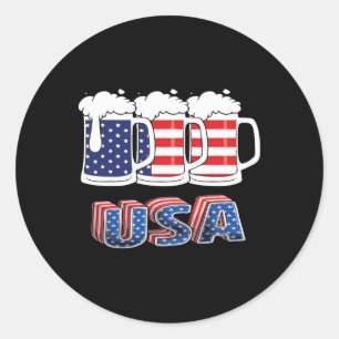 Öl amerikansk Flagga 4 juli Merica USA: s dryck Runt Klistermärke