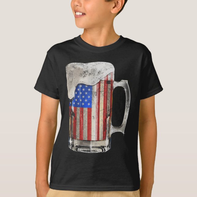 Öl amerikanska Flagga 4 juli: USA som dricker Part T Shirt (Framsida)