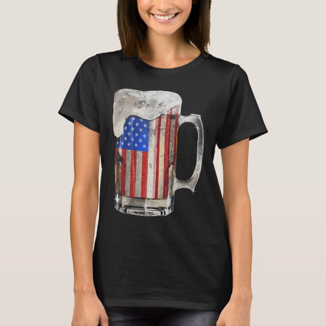 Öl amerikanska Flagga 4 juli: USA som dricker Part T Shirt (Framsida)