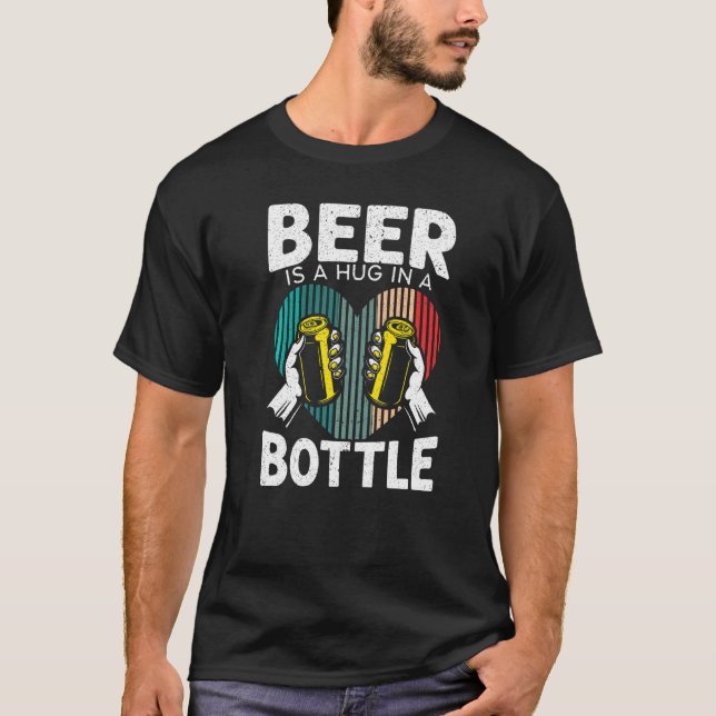 Öl är en hals i en Flaska som dricker alkohol L T Shirt (Framsida)