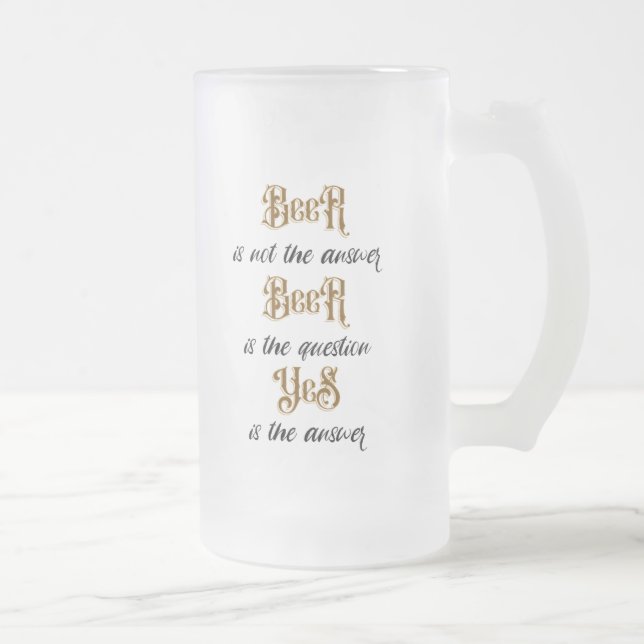 "Öl.. är inte svaret" Monogram Frostat Ölglas (Höger)