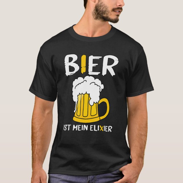 Öl är min elixir Sägande Party Biergarten Fest T Shirt (Framsida)