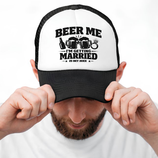 Öl åt mig jag ska gifta mig Brudgum Sängvätning Keps (Beer Me I’m Getting Married Groom Bachelor Party Trucker Hat)