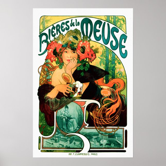 Öl av Meuse Alphonse Mucha Fine Art Poster (Framsidan)