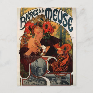 Öl av Meuse av Alphonse Mucha Vykort