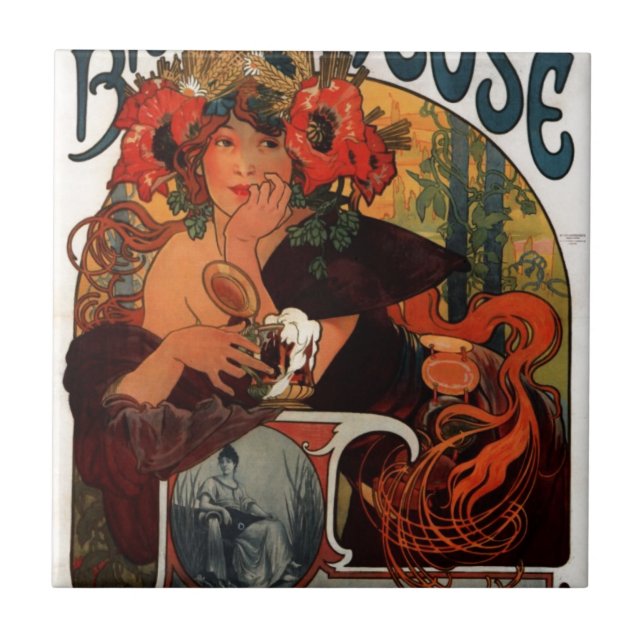 Öl av Meusen av Alphonse Mucha Kakelplatta (Framsidan)