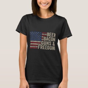 Öl Bacon Guns & Dom - Bbq Vintage Usa Flag D T Shirt