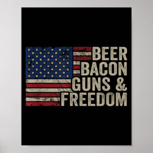 Öl Bacon Guns & Dom - Bbq Vintage Usa Flagga D Poster